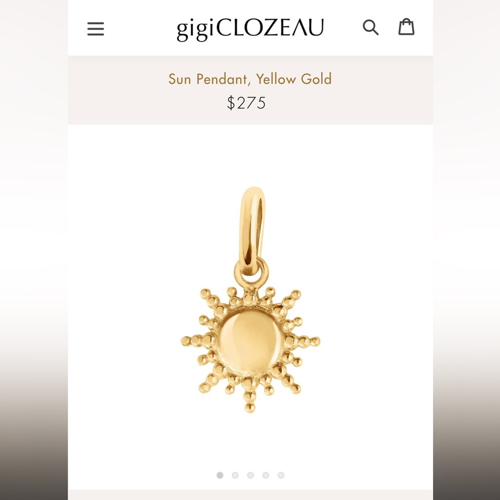 Gigi Clozeau Sun Pendant in Yellow Gold